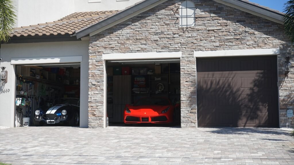 Car parked in garage of house