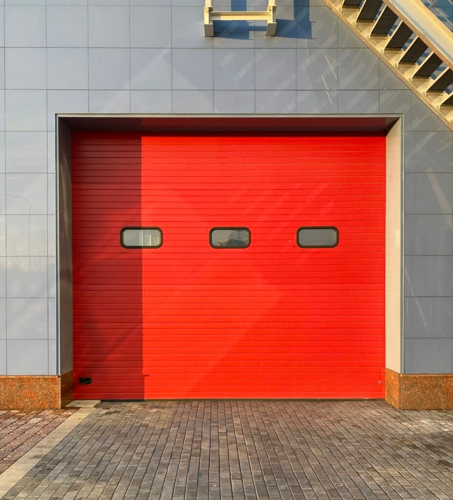 Red and white brick wall garage