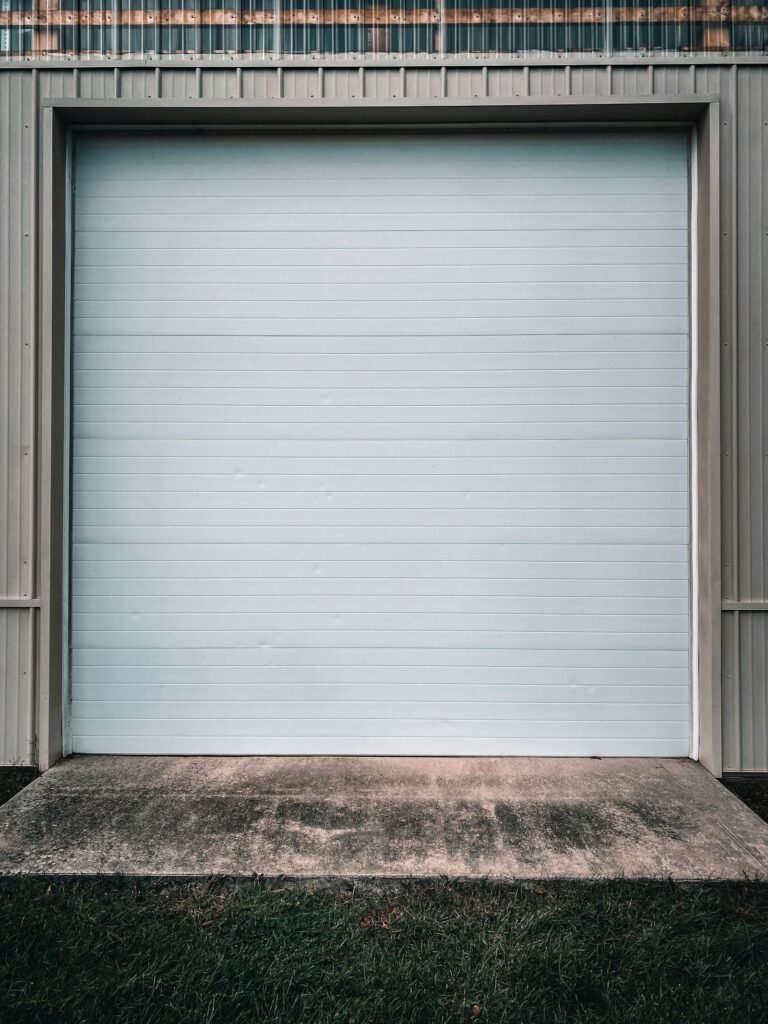 White roll up garage door
