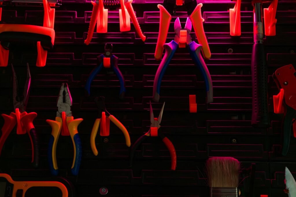 Tools hanging on wall